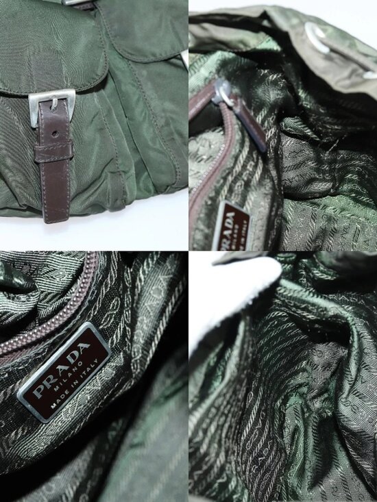 PRADA Backpack Nylon Khaki Silver Auth 147399 main image 11